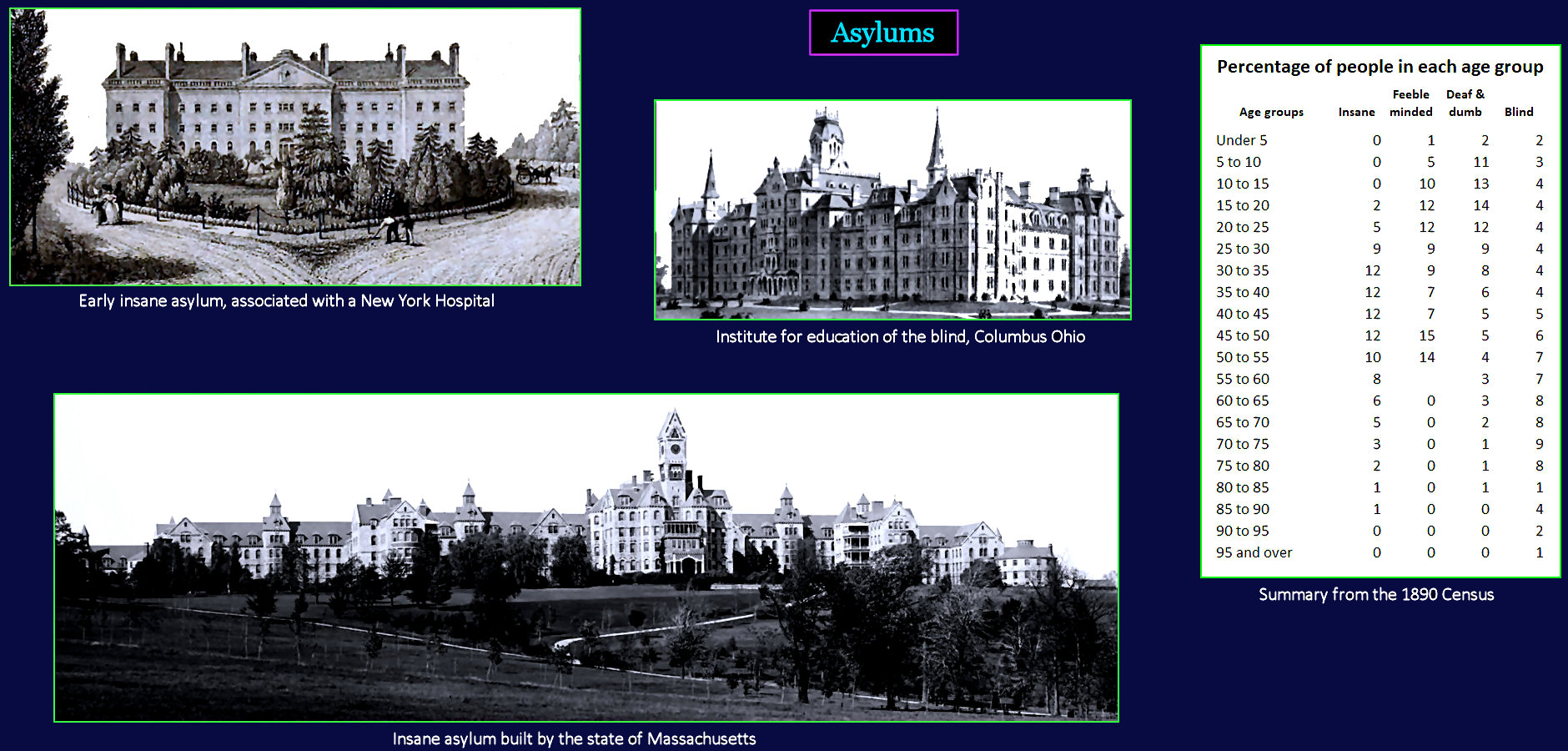 Asylums, 1890